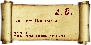 Larnhof Barakony névjegykártya