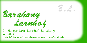 barakony larnhof business card